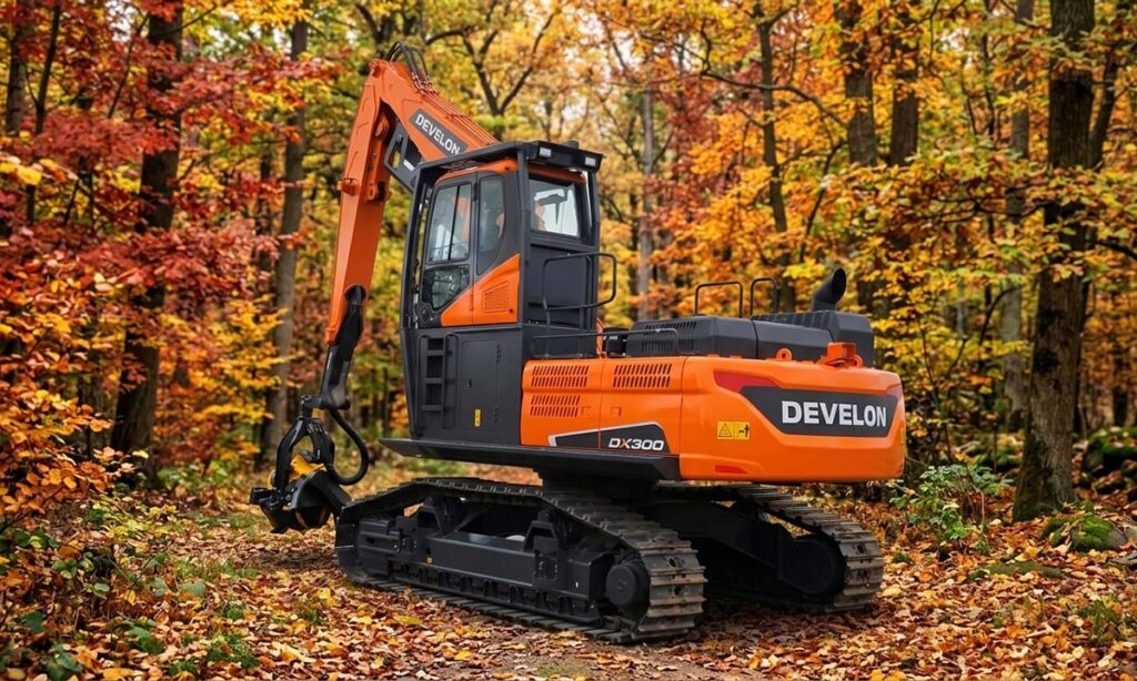 Гусеничный харвестер DEVELON DX300LL в лесу